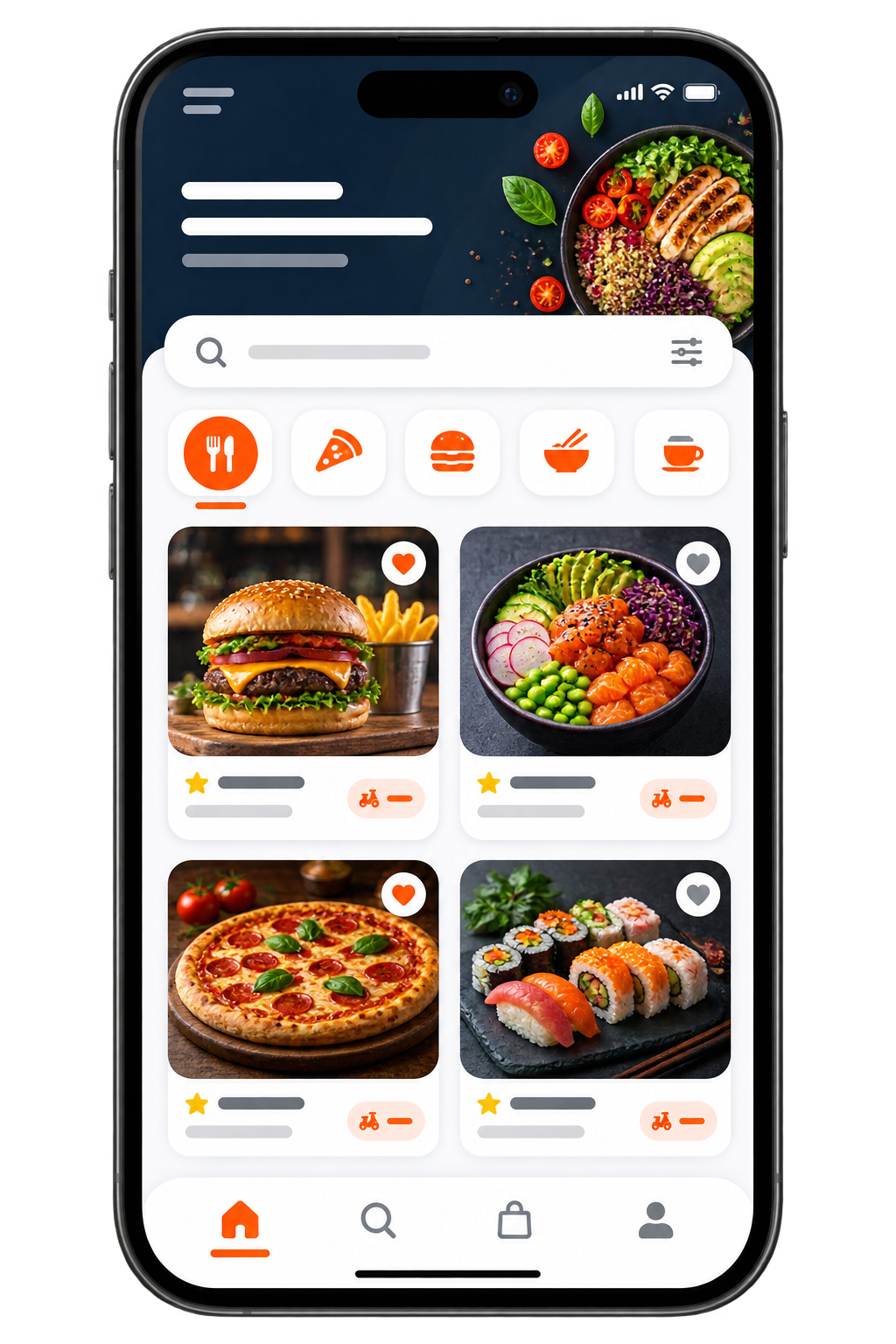 Pantalla de inicio de la app cliente RIDEX