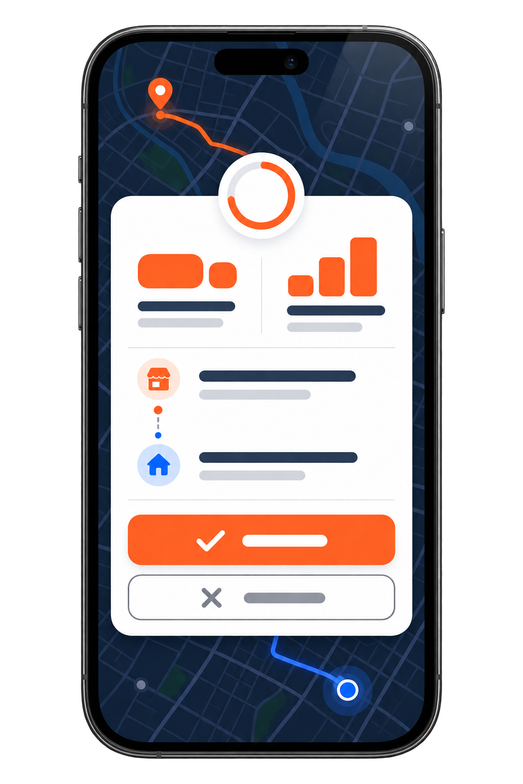 Pantalla de pedidos entrantes de la app conductor RIDEX